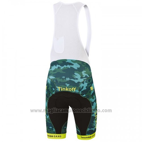 2016 Abbigliamento Ciclismo Tinkoff Saxo Bank Giallo e Verde Manica Corta e Salopette